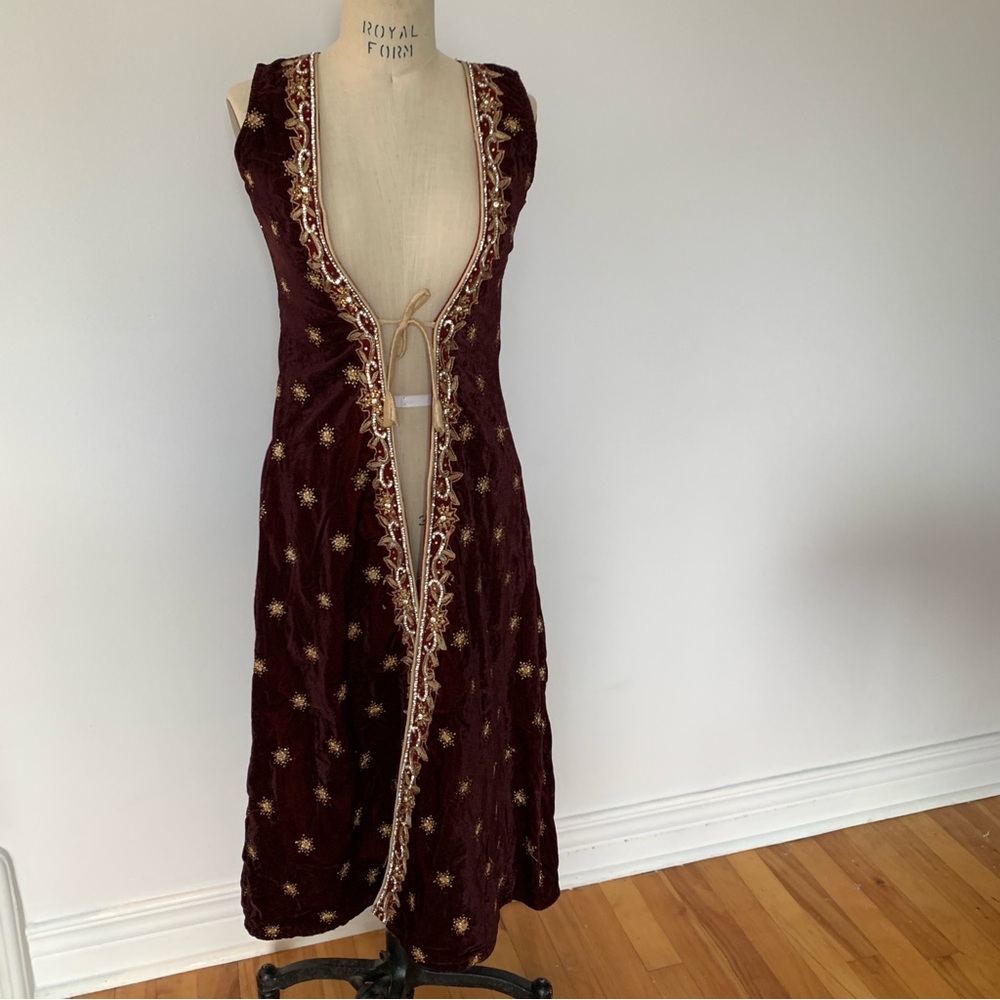 Velvet Vest Metallic Gold Rhinestone